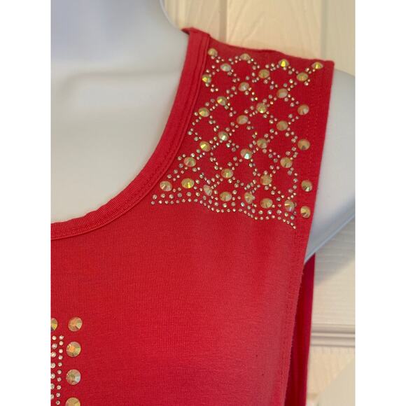 Vocal USA Cross Tank Top Small | Western Boho Rocker Studded Graphic Made in USA - Picture 4 of 8